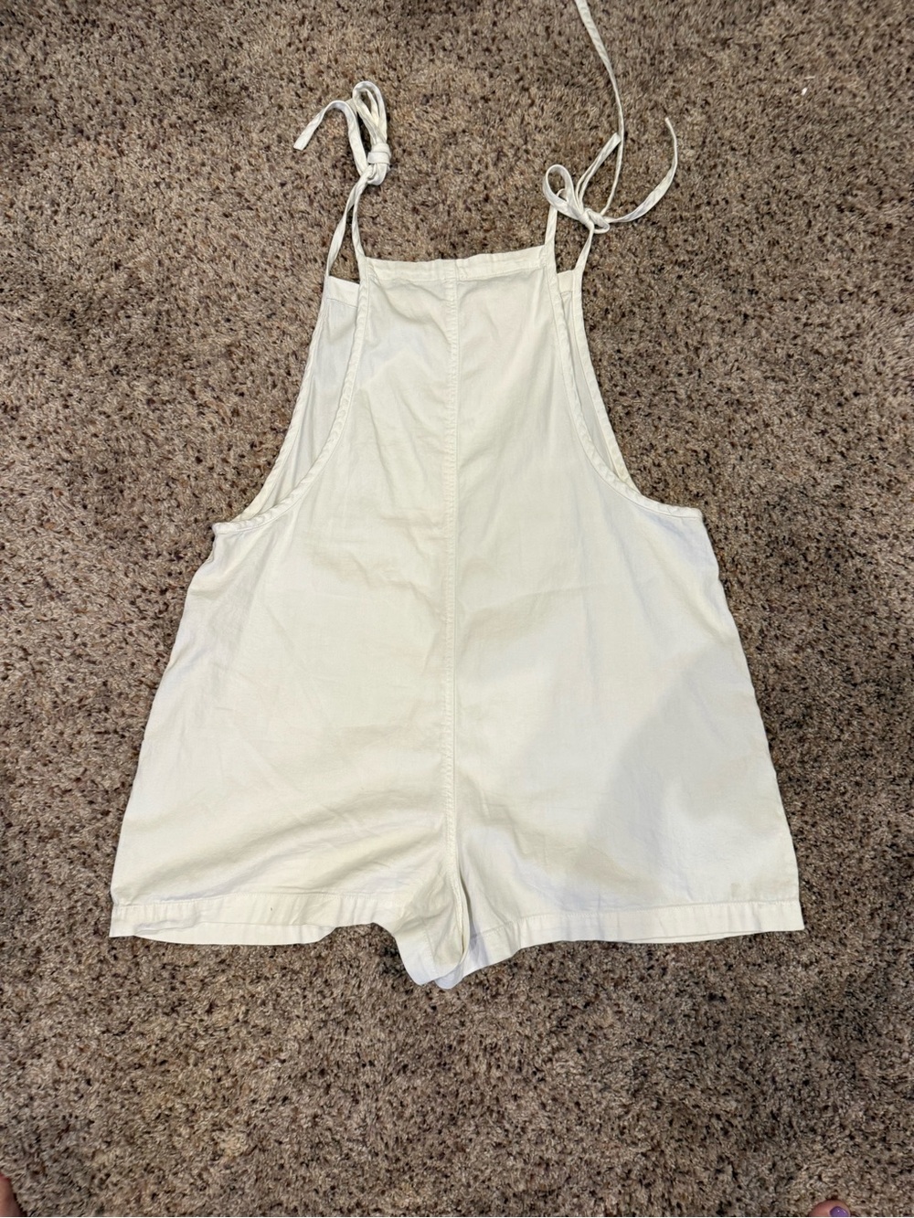 aerie Cream Tie-Strap Romper Shorts - Picture 2 of 2
